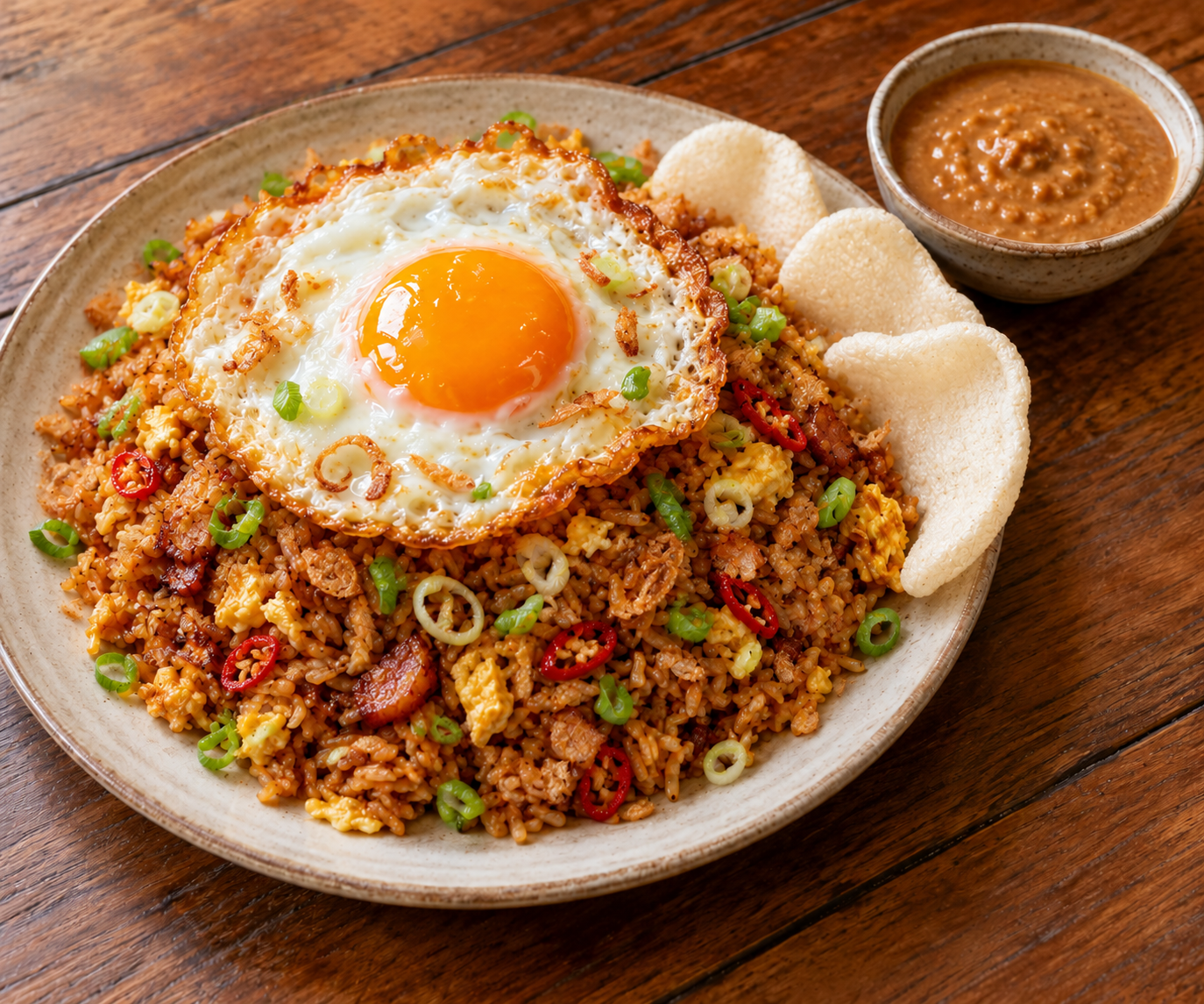 Nasi goreng met een spiegelei erop